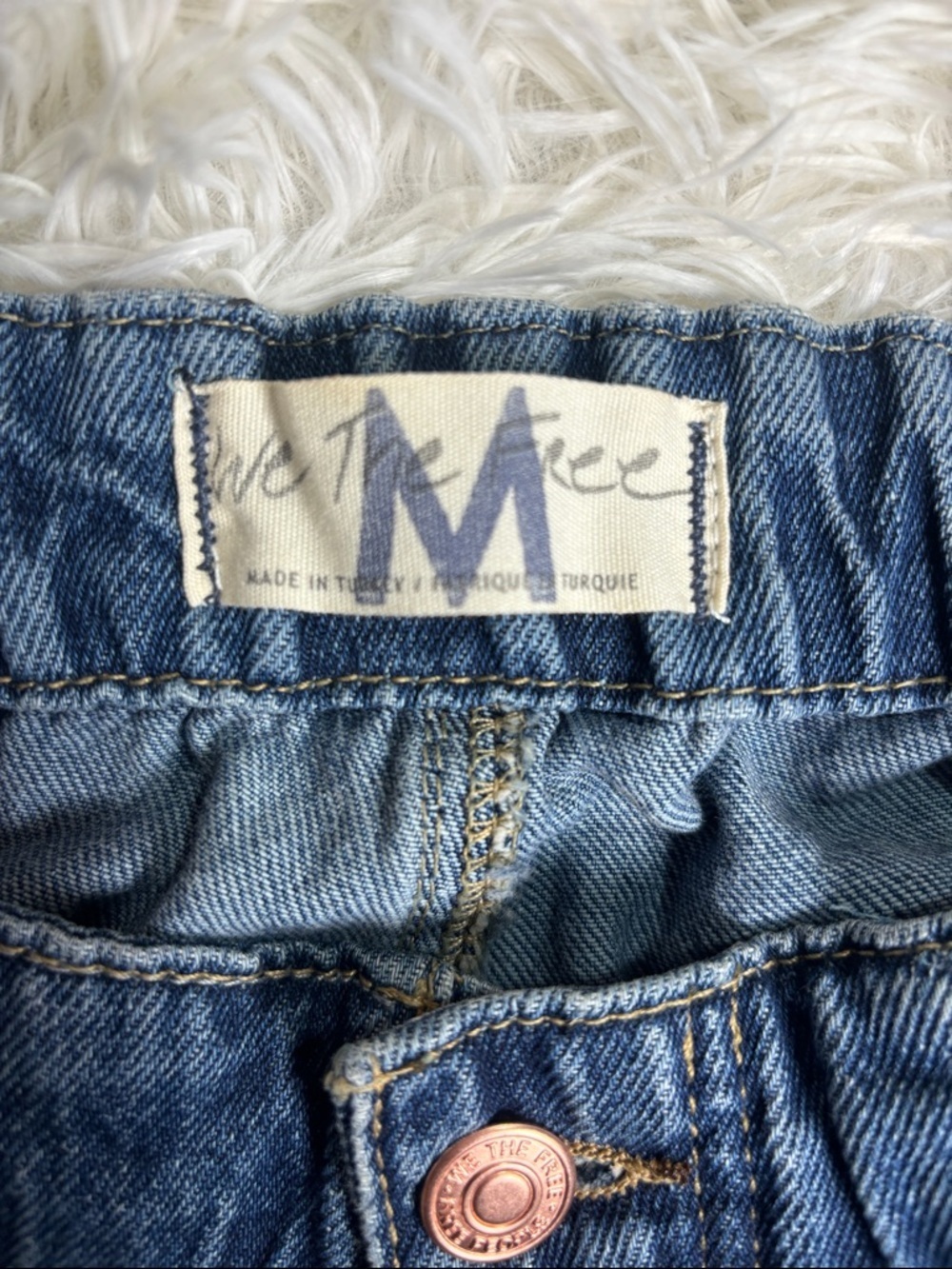 We The Free Blue Relaxed Cargo Boyfriend Jeans - Picture 4 of 10